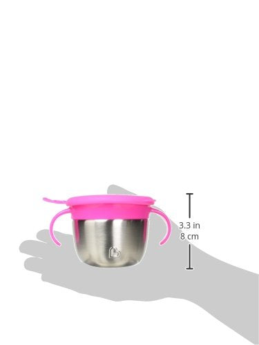 Munchkin® Snack+™ Stainless Steel Snack Catcher Cup with Lid, 9 Ounce, Pink, 1 Pack...