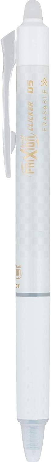 Pilot Frixion Erasable Pens 0.5 Ball Clicker Gel Ink Retractable Pen - Extra Fine Point - White Barrel - Black Ink - Pack Of 3 Pens And 2 Refills...