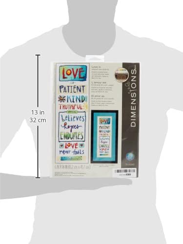 Dimensions 70-35345 'Love Is' Counted Cross Stitch Kit for Beginners, 14 Count White Aida Cloth, 6'' x 18'', Blue...