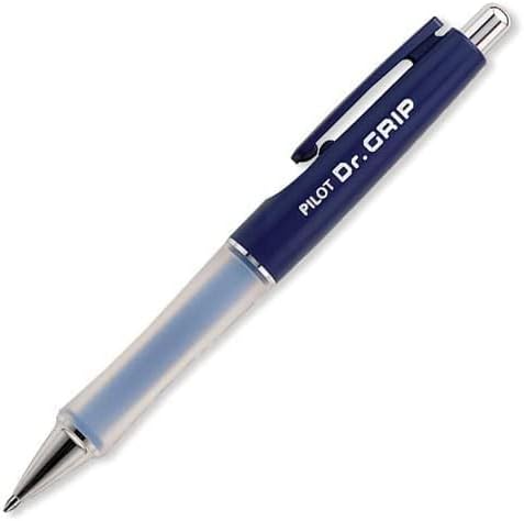 Pilot Dr. Grip Retractable Ballpoint Pens, Medium Point, Navy Barrel with Blue Ink, Single Pen with 12 Blue refills...