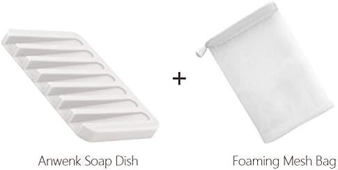 Anwenk Silicone Shower Soap Dish - Flexible Soap Saver Holder for Dry Cleaning, Easy Cleaning - White, 1 Pack...