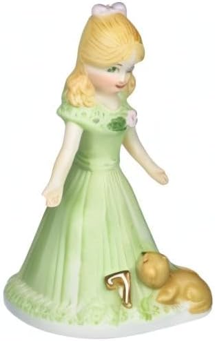Enesco Growing Up Girls “Blonde Age 7” Porcelain Figurine, 4.5”, Golden,green,pink...