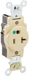 Leviton 8310-I 20 Amp, 125 Volt, Extra Heavy Duty Hospital Grade, Single Receptacle, Straight Blade, Self Grounding, Ivory...