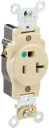 Leviton 8310-I 20 Amp, 125 Volt, Extra Heavy Duty Hospital Grade, Single Receptacle, Straight Blade, Self Grounding, Ivory...