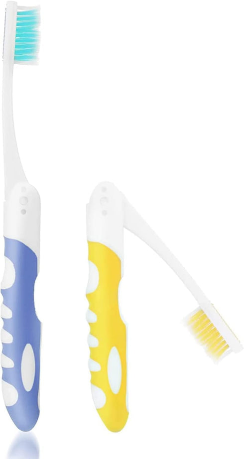 2Pcs Travel Toothbrush Kit Portable Toothbrush Soft Bristles Brushes Folding Toothbrush Bulk Collapsible Toothbrush for Camping Hiking...