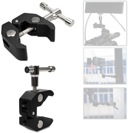 Super Clamp Camera Clamp w/ 1/4"-20 and 3/8"-16 Thread for Cameras, Lights, Umbrellas, Hooks, Shelves, Plate Glass, Cross Bars,Photo Accessories a...