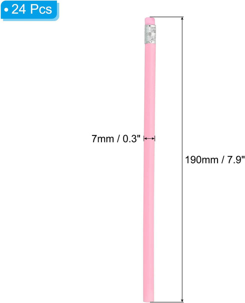 PATIKIL Round Pencils, 24 Pack HB Graphite Pencils with Eraser Wood Pencils Cute Pencil for Classroom Teacher Office Supplies, Pink...