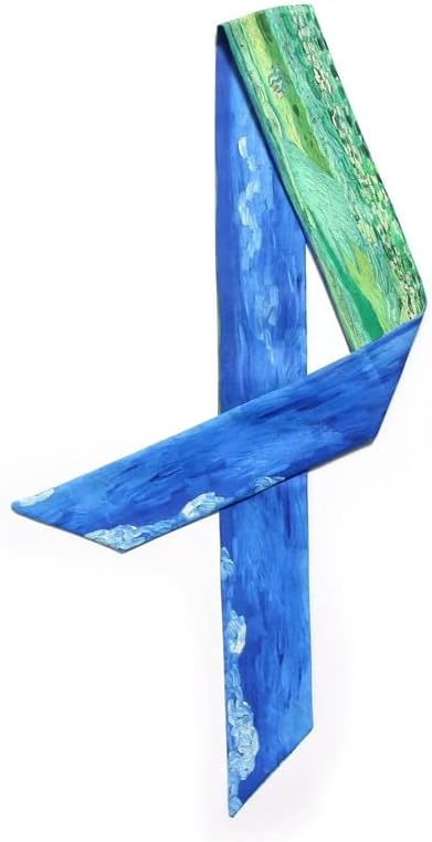 7Pcs Bag Handbag Scarf Handle Wrap Ribbon Scarf Purse Scarf for Women (Van Gogh series)...