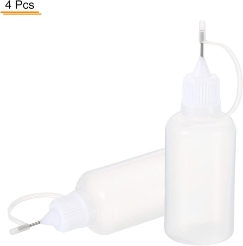 PATIKIL Needle Tip Glue Bottles 30mL 1 Oz, 4 Pack Plastic Applicator with Lid for Paper Quilling Gluing Art Craft DIY Projects, White...