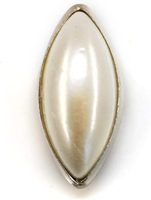 20 pcs Decorative Oval Faux Pearl Cross Hole Metal Base Sewing Buttons - 15x7mm - 5/8"...