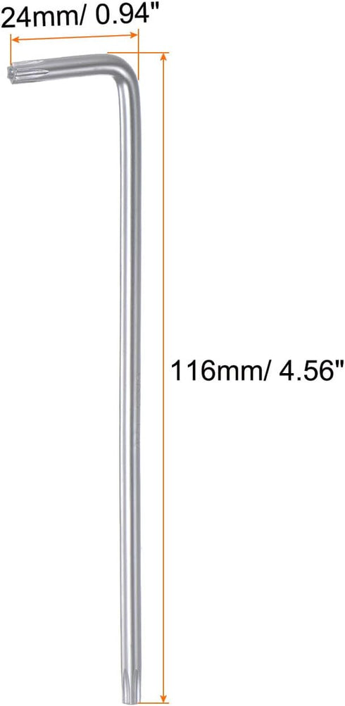 T20 Tamper Proof Torx Star Key Bit Wrench L Shape 4.57" Long Arm High Carbon Steel Hand Tool for Automotive/Daily Repairs...