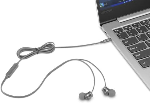 Lenovo - 110 Analog in-Ear Headphones - in-Line Microphone - 3.5mm Connectivity - Play & Pause Button - 3 Sizes of Ear Tips Included,Grey...