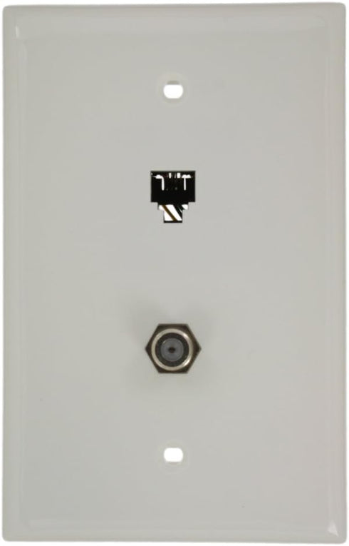 Leviton Midsize Telephone/Video Wall Jack, 6P4C X F, 40539-CMW, White...
