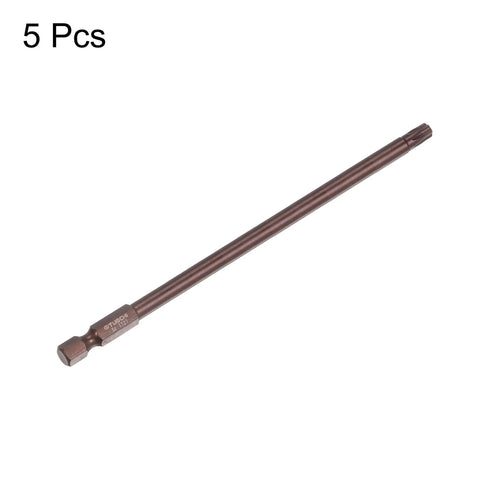 5pcs T27 Torx Bit 1/4" Hex Shank 6" Length Magnetic Security Star Screwdriver Power Tool, Red...