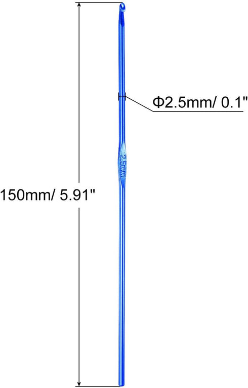 Aluminum Crochet Hook 2.5mm Knitting Needles for DIY Craft Yarn Blue 6Pcs......