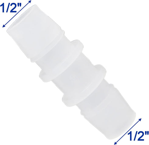 Plastic Hose Barb Fitting, 1/2" x 1/2" Pipe Connectors, Barbed Splicer Mender Joint Adapter Union Fitting, 6 Pcs...