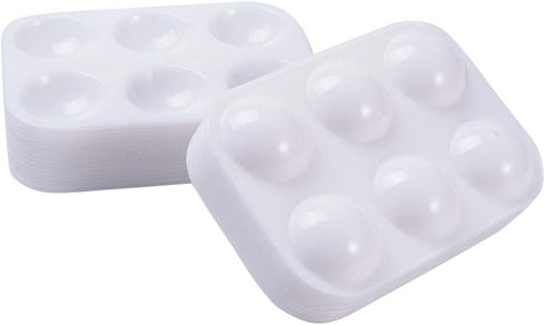 30 PCS White Plastic Paint Palettes 6 Well Rectangular Watercolor Palette Painting Tray for Painting Party, DIY Craft and Art Painting...