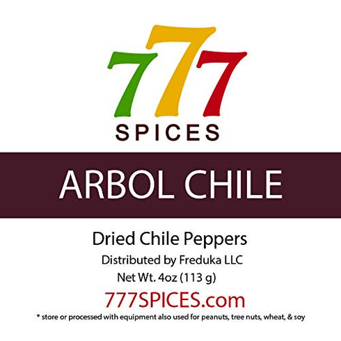 4oz Chile de Arbol. Dried Arbol Whole Chilies Red Peppers S17, Chili Pods for Authentic Mexican Food, Chile Seco, Heat-Sealed Resealable Bag...