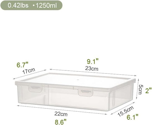 Plastic Storage Containers with Latching Lid for Art Craft Supply, Crayon, Pencil Box, Photos, Washi Tape (White Empty -1 pack)...