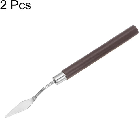 2pcs No.7 Palette Knives 10mm Width Stainless Steel Small Pointy Spatula Painting Pallet Knife with Wood Handle for Oil Acrylic Canvas Mixing Spre...