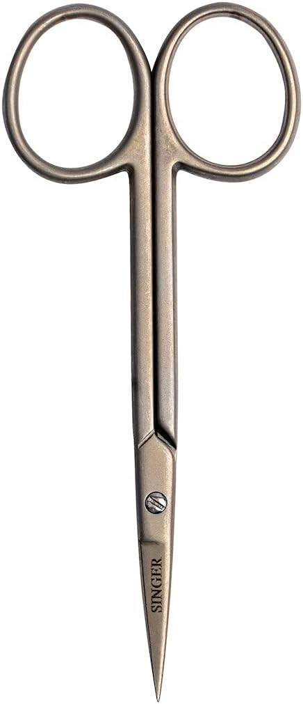 SINGER 4 Inch Forged Embroidery Scissors with Curved Tip for Sewing, Cross-Stiching, Crafts, & More (Titanium Coated, 1-Pack)...