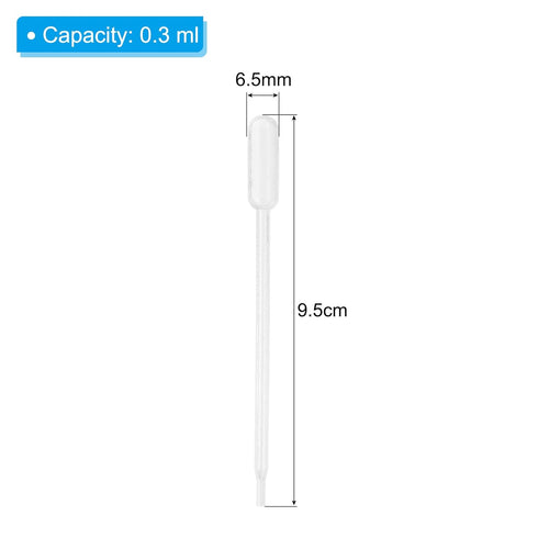 PATIKIL 0.3ml Pipettes Dropper, 60pcs Plastic Pipettes Disposable Pipette Transfer Pipette Calibrated Plastic Eye Dropper with Scale for Science L...