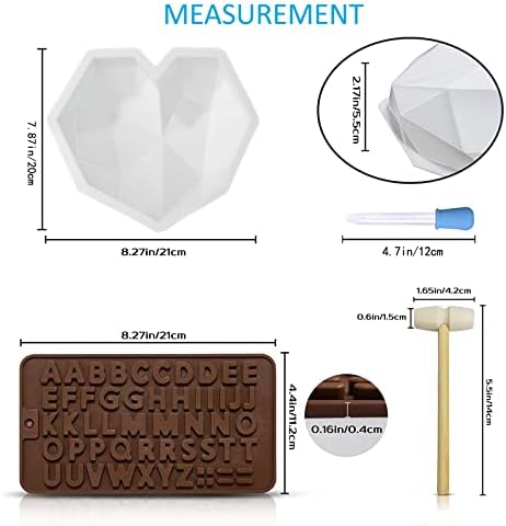 Breakable Heart Mold Set for Chocolate, Heart Silicone Molds with Hammers and Dropper, Letter Mold and Number Chocolate Molds for Valentine Candy ...