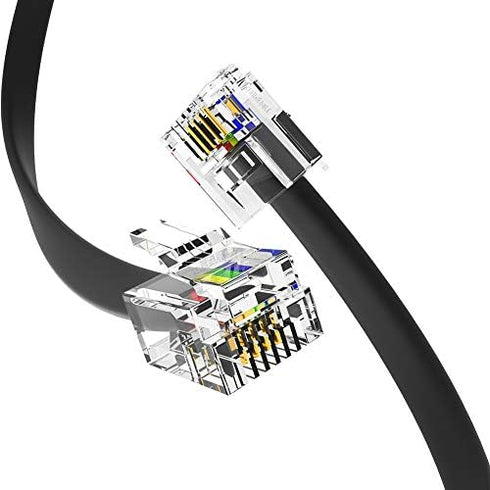 (2 Pack) 1.5 Foot Telephone Cord, Professional Grade Made in USA, 6P4C Male RJ11 Plugs with 50 Micron Gold Contacts, Pure Copper Wire Phone Line C...