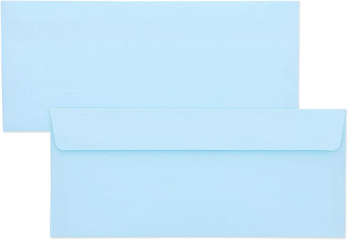 Juvale 100 Pack #10 Light Blue Envelopes with Square Flap for Mailing Letters, Invitations (4 1/8 x 9 1/2 In)...