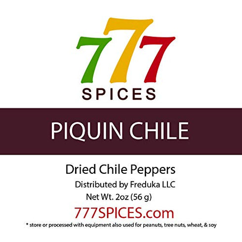 2oz Piquin Dried Whole Chile Seco Peppers, Pequin Chili Pods for Authentic Mexican Food, Heat-Sealed Resealable Bag...
