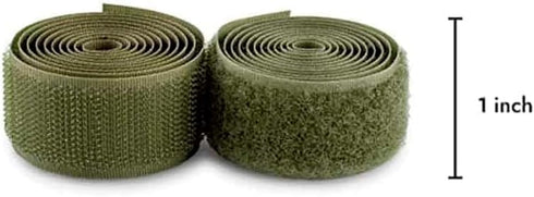 1 Inch Wide Olive Drab Sew on Hook and Loop Tape Non-Adhesive 1 Yd Length Green Nylon Hook Loop Tape Fabric Fastener Set for Military Form Bags Cl...