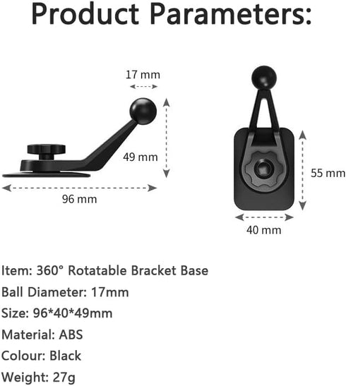 2 Pack 17mm Ball Sticky Mount Holder for Garmin Nuvi GPS Car Phone Wireless Charger Adhesive Dashboard Tape Sticker 17.4mm Swivel Joint Replacemen...