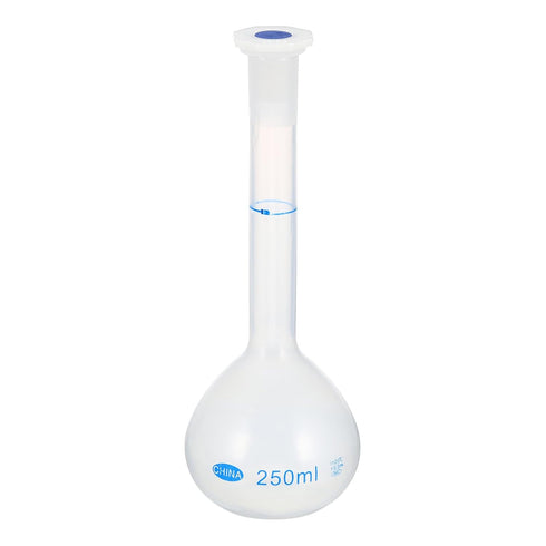 PATIKIL 250ml Volumetric Flask, Polypropylene Graduated Volumetric Measuring Flask with Plug Cap Tolerance 0.3ml for Laboratory Science Experiment...