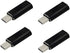 4 Pack Black Adapter - Female Lightning to Male USBC - Supports Charging and Data Transfer - Compatible with iPhone 15 15Pro Max Plus iOS Samsung ...
