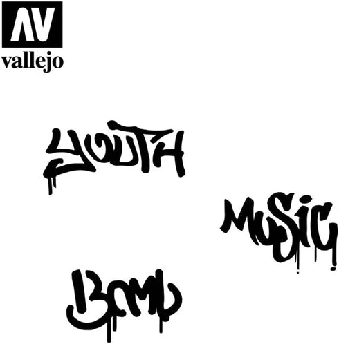 Vallejo 1/35 Scale Stencil Street Art No.1 - Model Building Paints and Tools # ST-LET003...