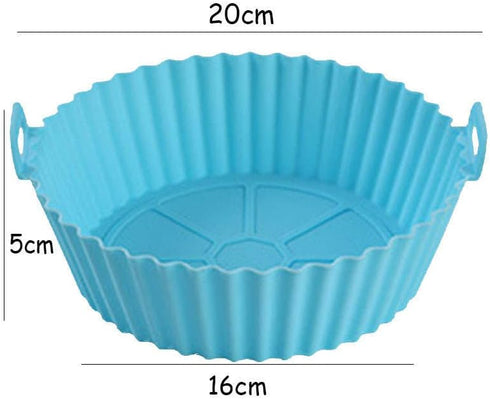 2-pack Air Fryer Silicone Pot, 8 inch reusable silicone air fryer pot,food safe and non stick perfect basket for air fryer, oven, microwave and sk...