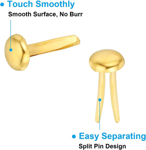 PATIKIL 400 PCS Paper Brass Fasteners Split Pins Pastel Mini Metal Brads Round Head Plated Fastener for Craft Art Scrapbooking DIY Supplies, Gold,...