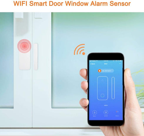 Smart Door&Window Sensor Alarm Compatible with and Google Home Tuya 45m 2.4g Control by app for Home Security...