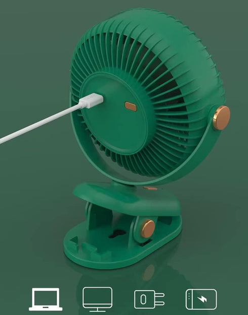 500mAh Portable Rechargeable Clip on Fan, 5 inch Battery Operated Fan, 3 Speeds Personal Fan, 360 Rotation Small Desk & Clip Fan, Ideal for Outdoo...
