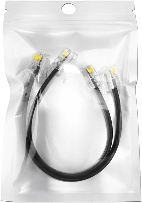 (2 Pack) 6 Inch Telephone Cord, Professional Grade Made in USA, 6P4C Male RJ11 Plugs with 50 Micron Gold Contacts, Pure Copper Wire Phone Line Cab...