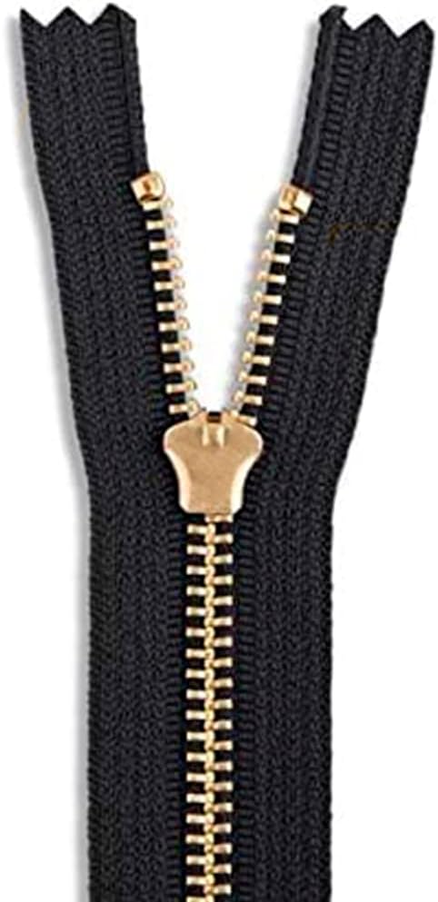 Lakesstory 3 Inch Metal Zipper - Black, Gold Brass, Heavy Duty, Non-Separating, Durable, for Clothing & DIY Projects...
