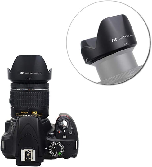 Camera Lens Hood JJC Lens Shade for Nikon AF-P DX NIKKOR 18-55mm f/3.5-5.6G VR Lens & Nikon 1 NIKKOR VR 10-100mm f/4-5.6 Lens Replaces Nikon HB-N1...