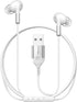 DUKABEL USB in-ear Headphones, USB PC Earbuds for PC/PS4/PS5, White Gaming Earphone Headset with Microphone for Live Conference, Video Calls, Broa...