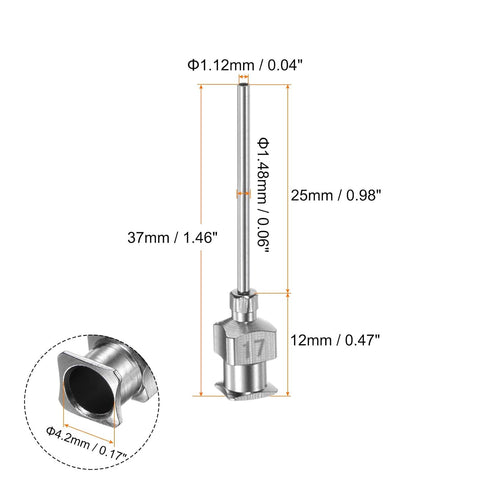 20pcs 17Gauge Stainless Steel Dispensing Needles, 1" All Metal Glue Needle Tube Blunt Tips Luer Lock for Thick Liquids, Ink, Glue, Lab Use...