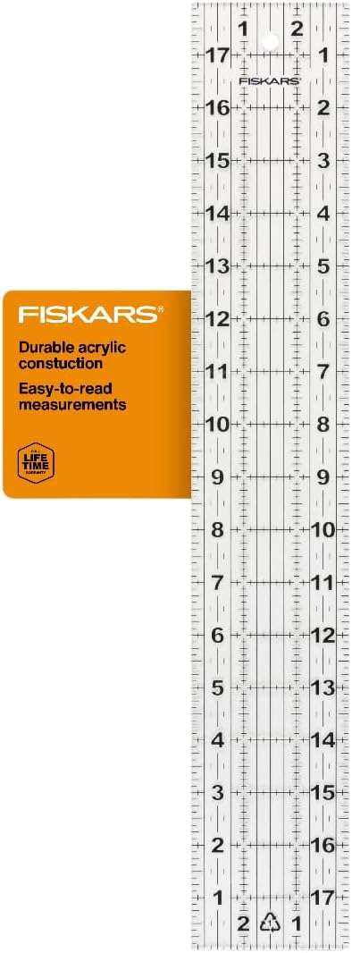 Fiskars Sewing Ruler - 3" x 18" Acrylic Ruler - Sewing and Quilting Ruler with Gridlines - Arts and Craft Supplies - Clear...