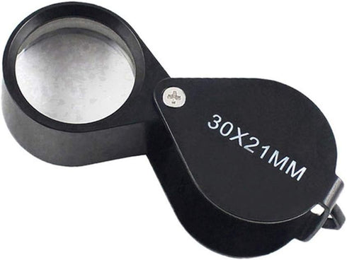 iKKEGOL Pocket Jewelry Loupe 30x 21mm Foldable Magnifying Jewelers Eye Glass Magnifier, Metal Body Black with Box...