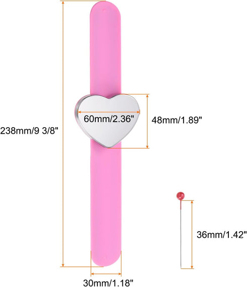 HARFINGTON Magnetic Pin Holder Wristband Heart-Shaped Wrist Sewing Pincushion Silicone Strap Bracelet with 100 Plastic Head Pins for Sewing Quilti...