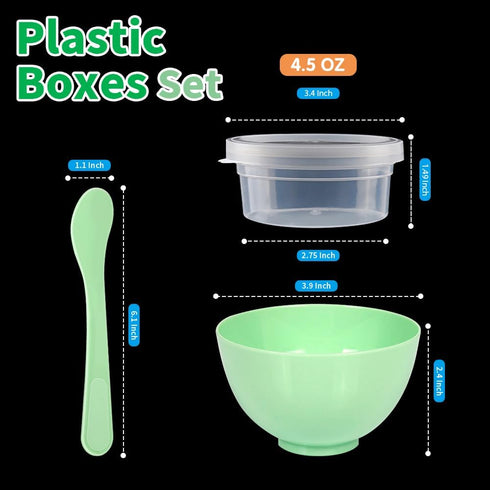 LEOBRO 5pcs 4.5 oz Plastic Boxes, 5pcs Mixing Bowls, 5pcs Mixing Spoons, DIY Craft Tools...