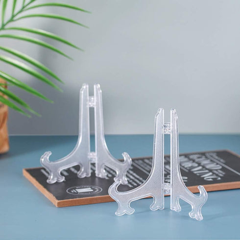 Artliving 5 Inch Clear Plastic Easels or Stand/Plate Holders to Display Pictures or Other Items at Weddings, Home Decoration, Birthdays, Tables (1...