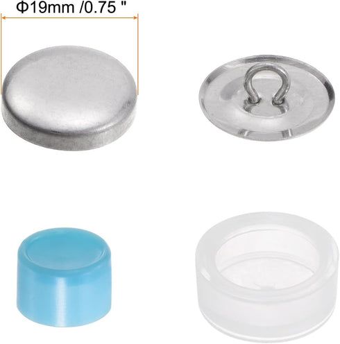 HARFINGTON 200 Sets Self Cover Button Kit 30L 0.75" 19mm with Wire Backs Aluminum Buttons to Cover Fabric Button Maker Covered Buttons Kit with 4 ...